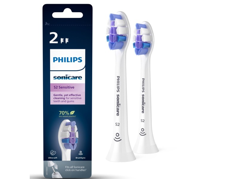 Philips S2 Sensitive HX6052/10 Ultra soft interchangeable sonic brush heads Philips S2 Sensitive HX6052/10 Ultra soft interchangeable sonic brush heads HX6052/10 – Philips Аксесоари за четки за зъби