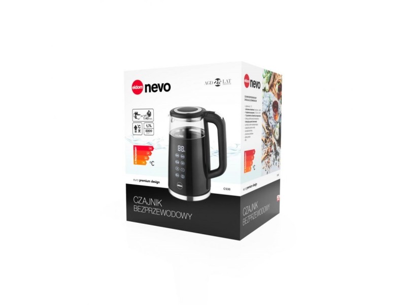 ELDOM C530 NEVO electric kettle 1.7 L 2200 W Black, Transparent C530 – ELDOM Електрически чайници