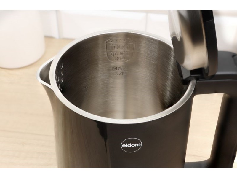 ELDOM NEEV kettle, capacity 1.7 l, power 2200 W, steel center, black C290C – PROMIS Електрически чайници