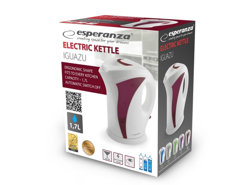 Esperanza EKK018R Electric kettle 1.7 L, White / Red EKK018R – Esperanza Електрически чайници