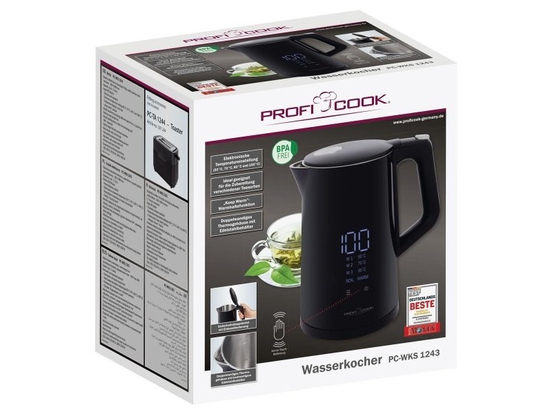 ProfiCook PC-WKS 1243 electric kettle 1.7 L 2200 W Black PC-WKS 1243 – PROFICOOK Електрически чайници