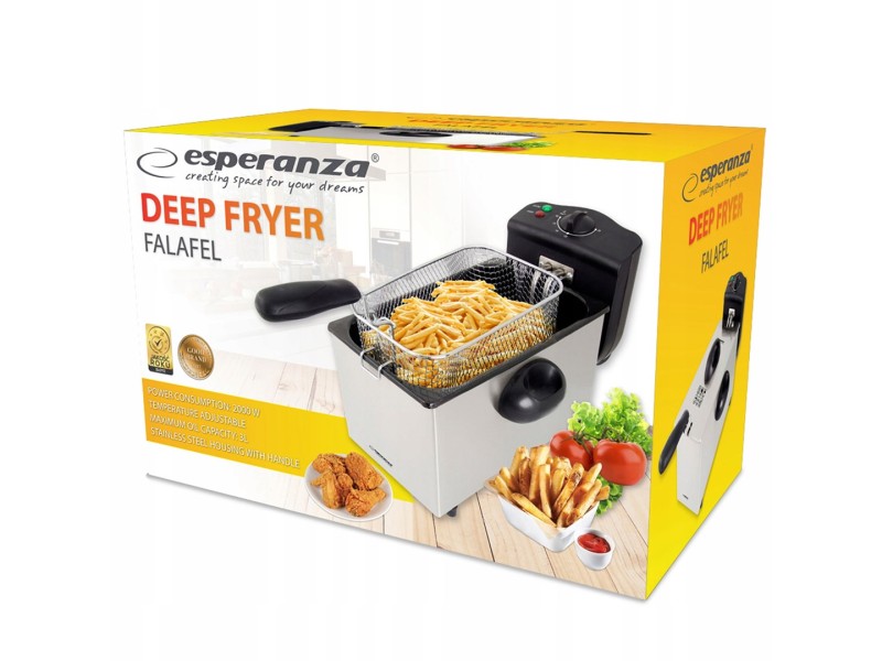 Esperanza FALAFEL Single 3 L Stand-alone 2200 W Deep fryer Black, White EKG010 – Esperanza Фритюрници