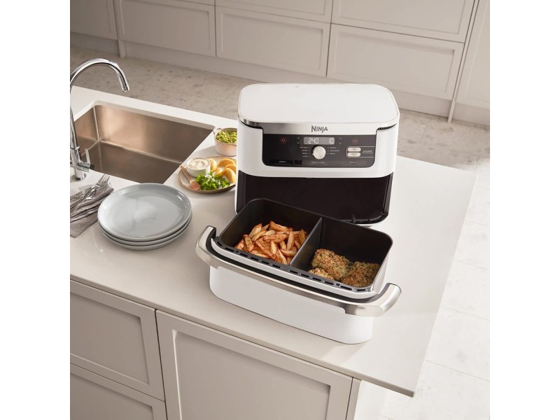 Ninja AF500EUWH fryer Double 10.4 L Stand-alone 2470 W Hot air fryer Silver, White AF500EUWH – NINJA Фритюрници