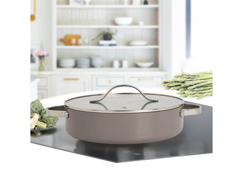 Casserole shallow with lid MAESTRO MR-4009 (MR-4009-28S) 28 cm 3.9 l Grey MR-4009-28S – Maestro Съдове за готвене