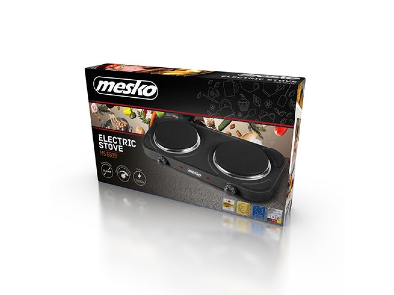 Mesko Home MS 6509 hob Black Countertop Sealed plate 2 zone(s) MS 6509 – Adler Котлони
