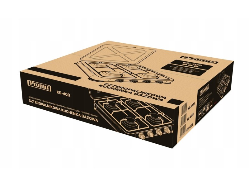 Promis KG400C hob Black,White Countertop Gas 4 zone(s) KG400C – PROMIS Готварски печки