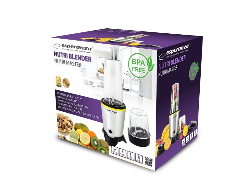 Esperanza EKM028 blender Tabletop blender 1000 W Black, Stainless steel