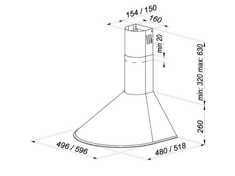 Wall-mounted canopy MAAN Mix 3 60 310 m3/h, Satin AGDMA2OKA0078 – MAAN Абсорбатори