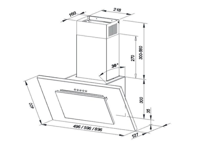 Wall-mounted canopy MAAN Vertical P 2 60 310 m3/h, Satin AGDMA2OKA0061 – MAAN Абсорбатори