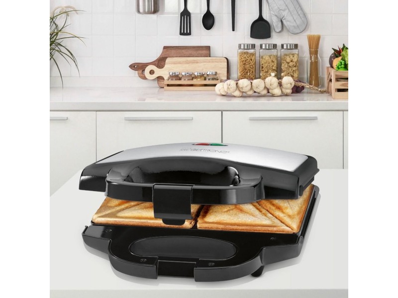 Clatronic ST 3778 sandwich maker 750 W Black, Stainless steel ST 3778 – Clatronic Тостери