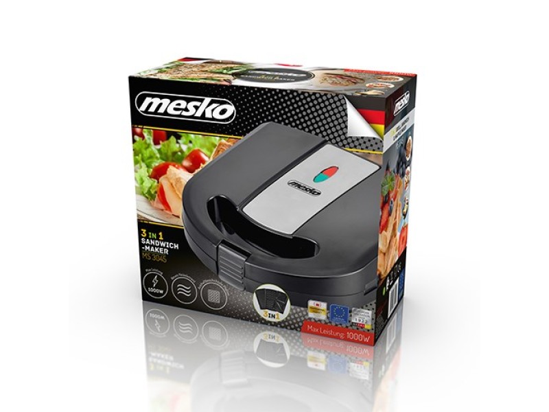 Mesko MS 3045 sandwich maker 1000 W Black MS 3045 – Adler Тостери