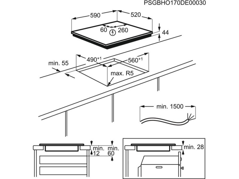 AEG IKB64410FB Black Built-in 59 cm Zone induction hob 4 zone(s) IKB64410FB – AEG Котлони за вграждане