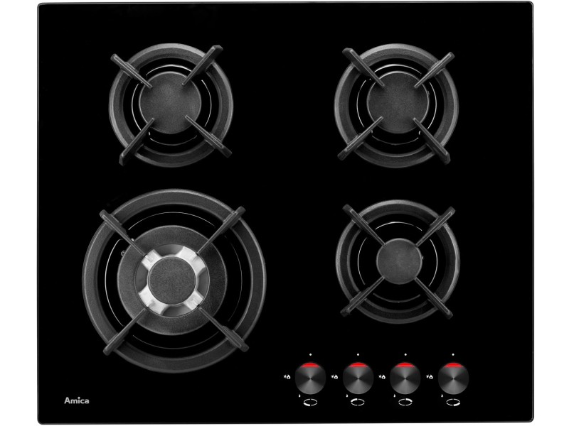 Amica PG6411SR hob Black Built-in Gas 4 zone(s) PG6411SR – Amica Котлони за вграждане