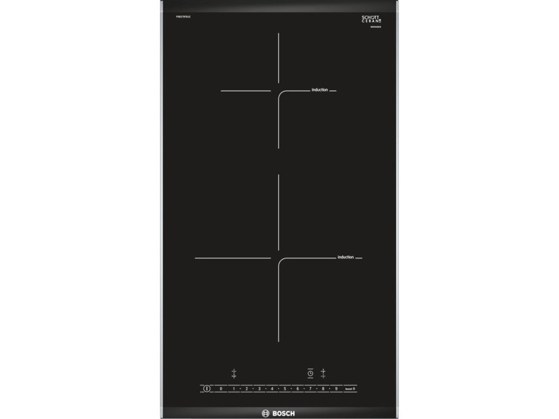 Bosch PIB375FB1E hob Black, Stainless steel Built-in Zone induction hob 2 zone(s) PIB375FB1E – BOSCH Котлони за вграждане