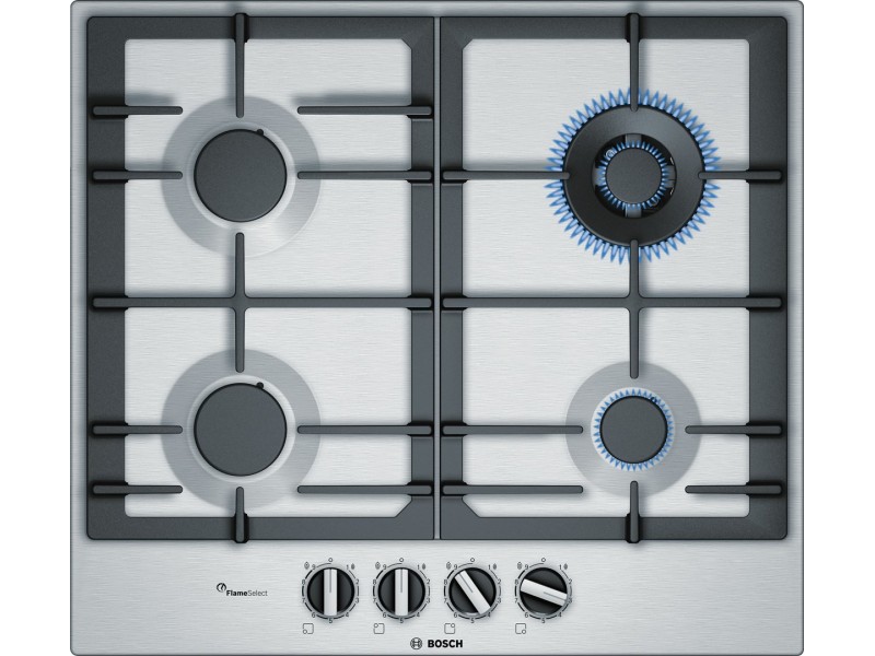 Bosch Serie 6 PCH6A5B90 hob Stainless steel Built-in 60 cm Gas 4 zone(s) PCH6A5B90 – BOSCH Котлони за вграждане