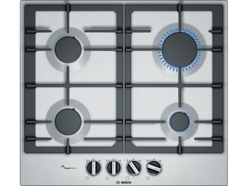 Bosch Serie 6 PCP6A5B90 hob Black, Stainless steel Built-in Gas 4 zone(s) PCP6A5B90 – BOSCH Котлони за вграждане