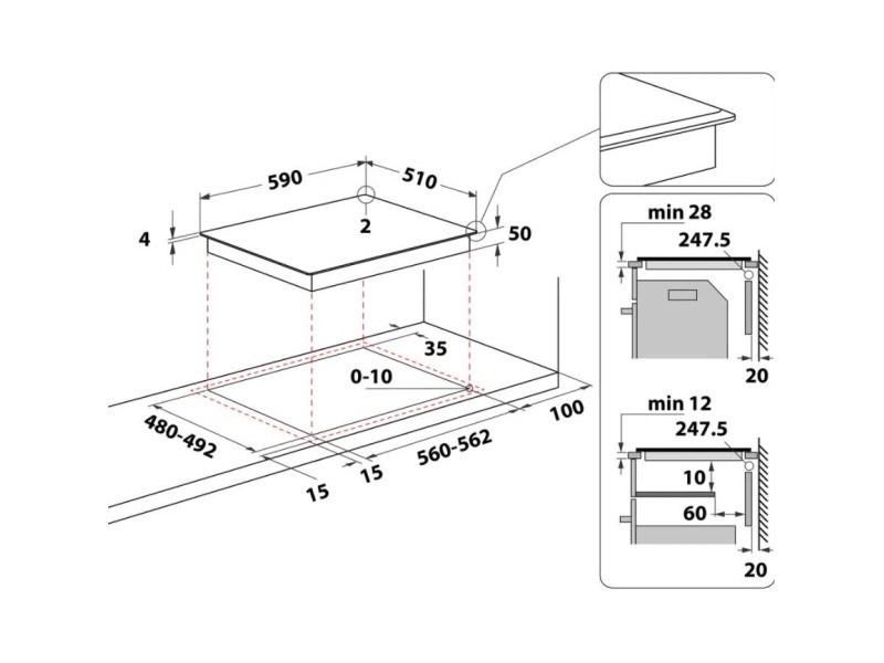 Whirlpool WB B8360 NE hob Black Built-in 59 cm Zone induction hob 4 zone(s) WB B3960 BF – Whirlpool Котлони за вграждане
