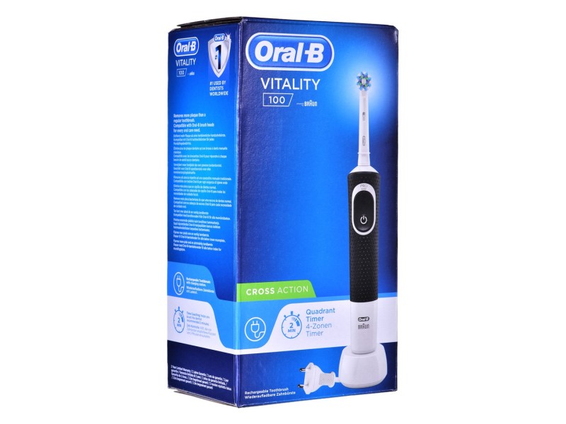Oral-B Vitality 100 Cross Action Adult Rotating-oscillating toothbrush Black,White Vitality 100 – Braun Грижа за устата