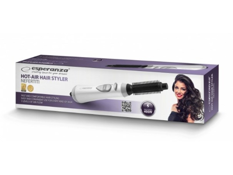 Esperanza EBL001W hair styling tool Hot air brush Warm Black,White 1.6 m 400 W EBL001W – Esperanza Грижа за косата