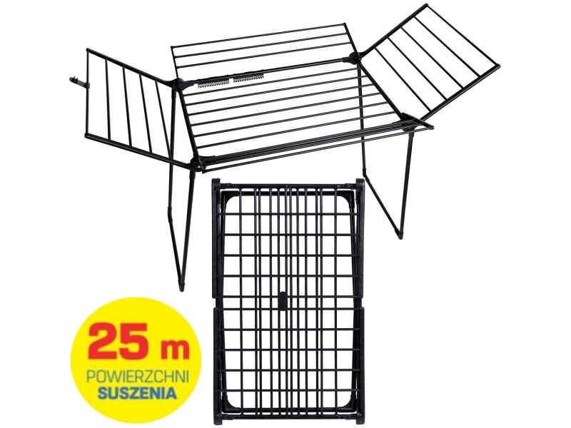 PROMIS MILANO laundry dryer, foldable, additional 4 wings, black SU115C – PROMIS Простори за дрехи