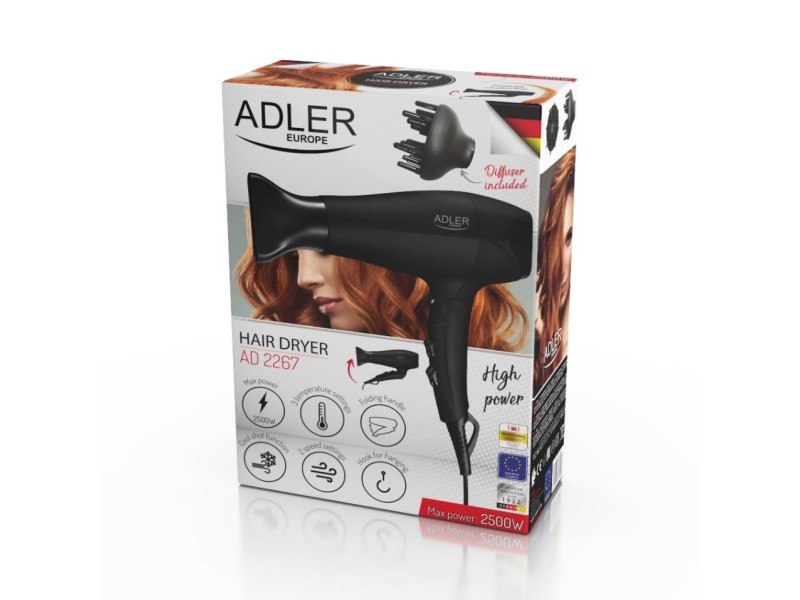 Adler AD 2267 hair dryer Black, 2500 W AD 2267 – Adler Грижа за косата