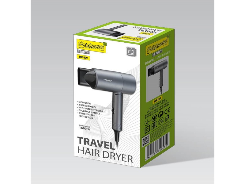 Hair dryer 1600W MAESTRO MR-209 MR-209 – Maestro Грижа за косата