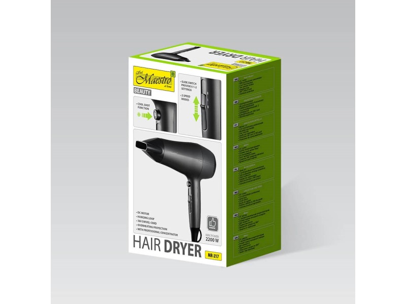 Hair dryer 2200W MAESTRO MR-217 MR-217 – Maestro Грижа за косата