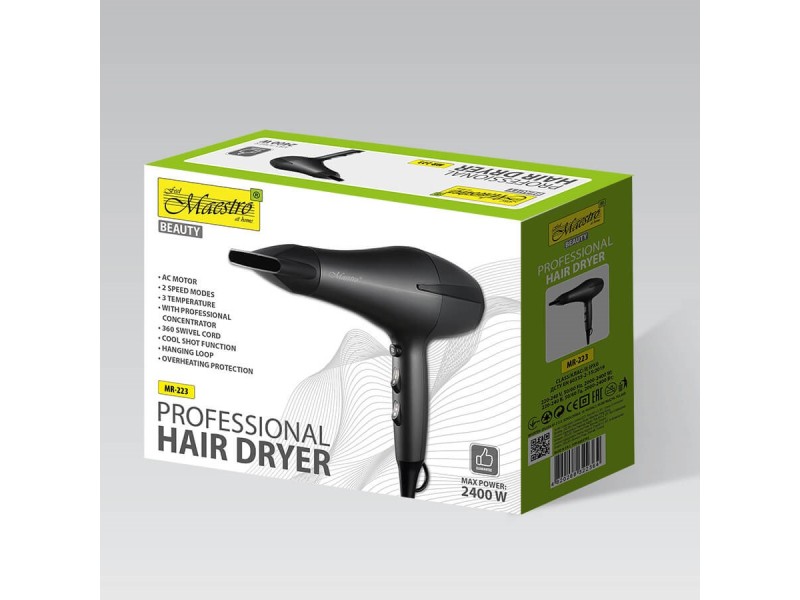 Hair dryer 2400W MAESTRO MR-223 MR-223 – Maestro Грижа за косата