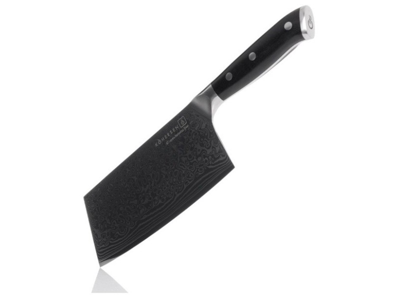 Cleaver Kohersen Elegance Ebony Wood Damascus steel cleaver 16.5 cm 72217 – KOHERSEN Кухненски пособия