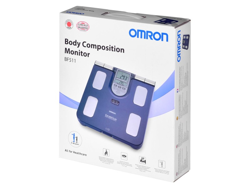 Omron BF511 Square Blue Electronic personal scale HBF-511B-E – OMRON Цифрови кантари