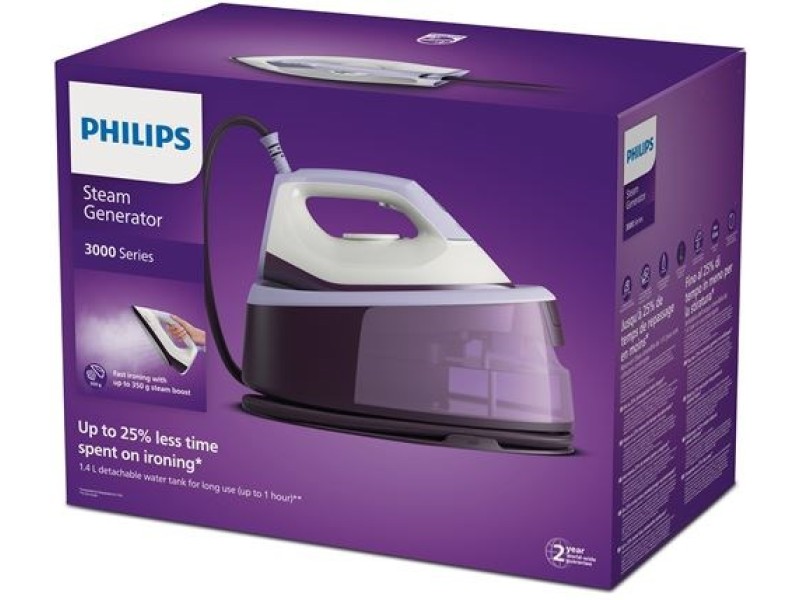 Philips 3000 series PSG3000/30 steam ironing station 2400 W 1.4 L Ceramic soleplate Purple, White PSG3000/30 – Philips За гладене