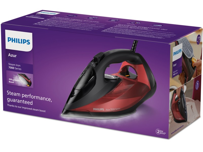 Philips 7000 series DST7022/40 iron Steam iron SteamGlide Plus soleplate 2800 W Black, Red DST7022/40 – Philips За гладене