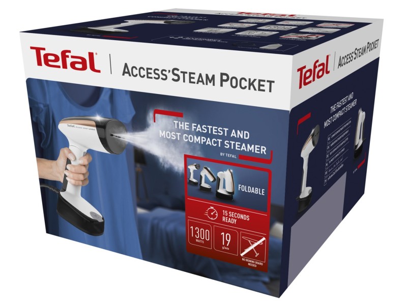 Tefal DT3030  Handheld garment steamer 120 L 1300 W Black, Rose gold, White DT3030 – Tefal За гладене
