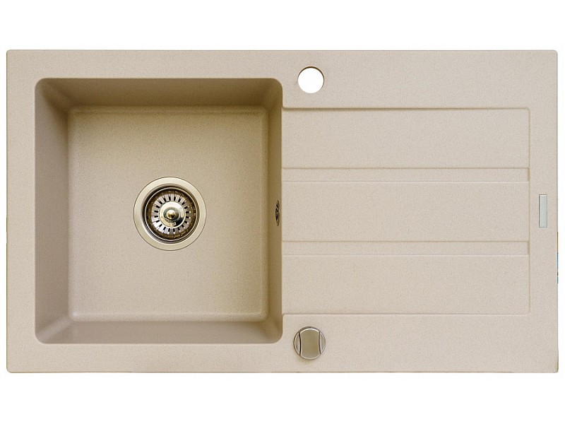Single-bowl sink with draining board Maidsinks Promo 76x44 1B 1D E070053701 76x44 1B 1D beż piaskowy – Maidsinks Кухненски мивки