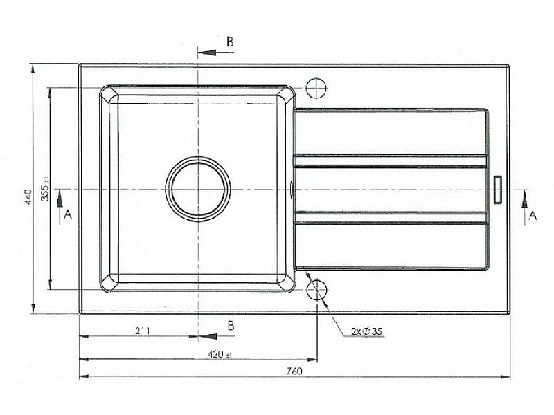Single-bowl sink with draining board Maidsinks Promo 76x44 1B 1D E070053701 76x44 1B 1D beż piaskowy – Maidsinks Кухненски мивки