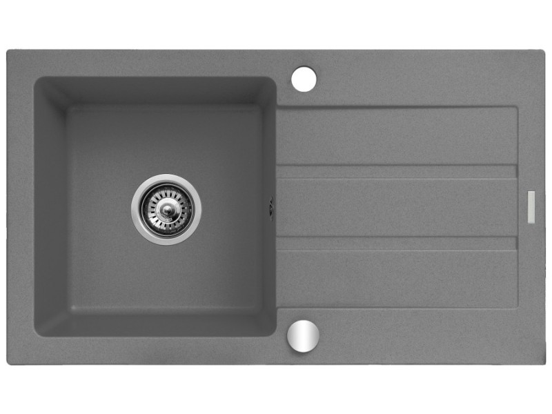 Single-bowl sink with draining board Maidsinks Promo 76x44 1B 1D E070053701 76x44 1B 1D szary beton – Maidsinks Кухненски мивки