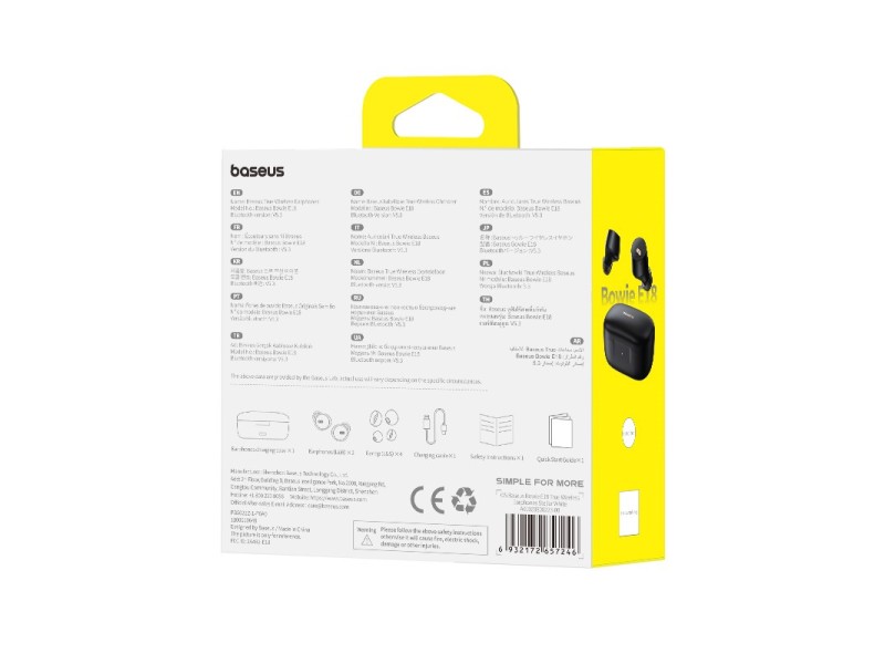 Baseus Bowie E18 Headset True Wireless Stereo (TWS) In-ear Calls/Music USB Type-C Bluetooth Black A00023800123-00 – Baseus Аудио и bluetooth слушалки