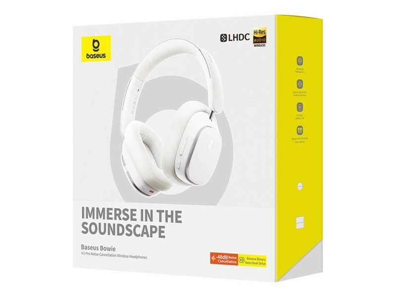 Baseus Bowie H1 Pro Headset Wireless Head-band Music USB Type-C Bluetooth White A00050601213-00 – Baseus Аудио и bluetooth слушалки