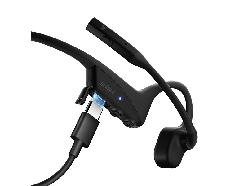 SHOKZ OpenComm2 UC 2025 Upgrade Wireless Bluetooth Bone Conduction Videoconferencing Headset with USB-C Charging Port and USB-C adapter | 16 Hr Talk Time, 29m Wireless Range, 1 Hr Charge Time | Includes Noise Cancelling Boom Mic and Dongle, Black C120-AC-