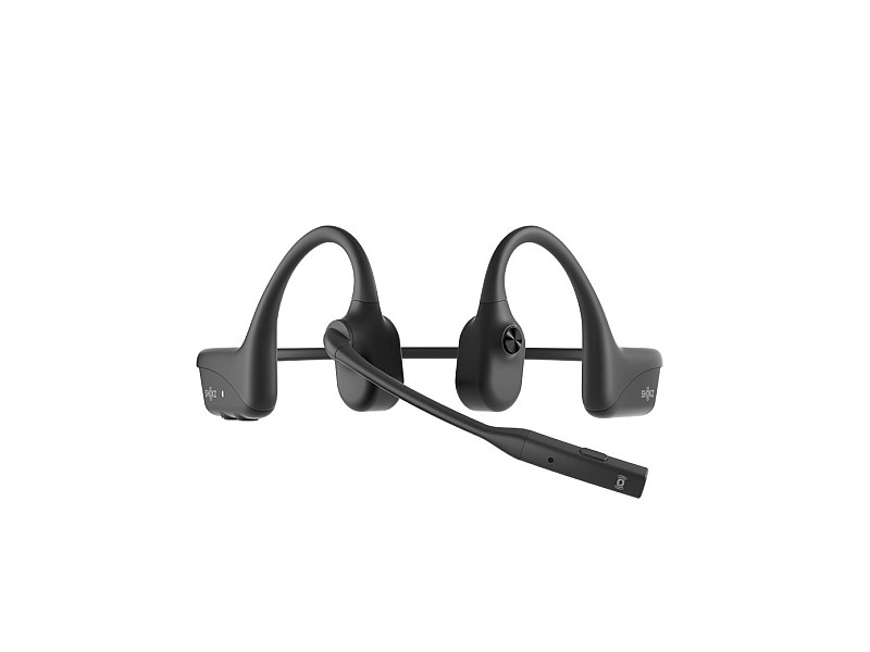 SHOKZ OpenComm2 UC 2025 Upgrade Wireless Bluetooth Bone Conduction Videoconferencing Headset with USB-C Charging Port and USB-C adapter | 16 Hr Talk Time, 29m Wireless Range, 1 Hr Charge Time | Includes Noise Cancelling Boom Mic and Dongle, Black C120-AC-