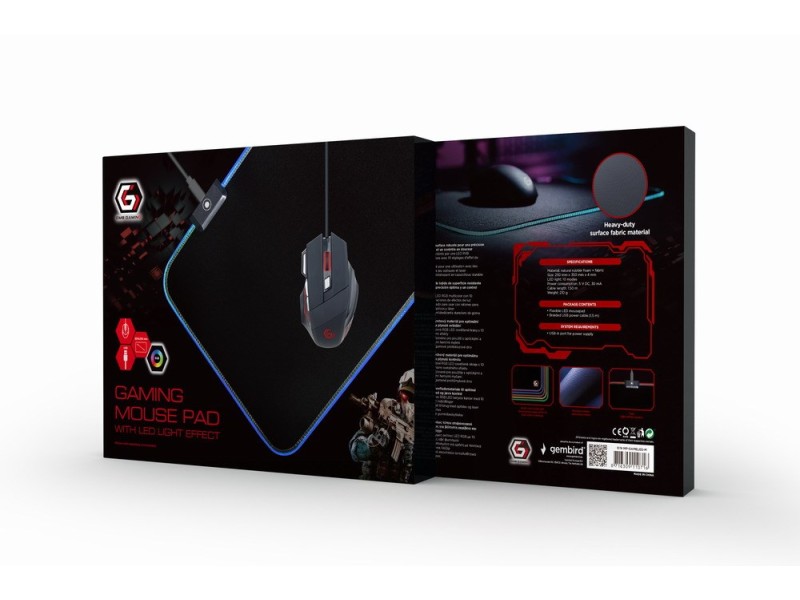 Gembird MP-GAMELED-L mouse pad Gaming mouse pad Black MP-GAMELED-L – GEMBIRD Геймърски падове