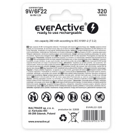 Rechargeable batteries everActive Ni-MH 6F22 9V 320 mAh Professional Line