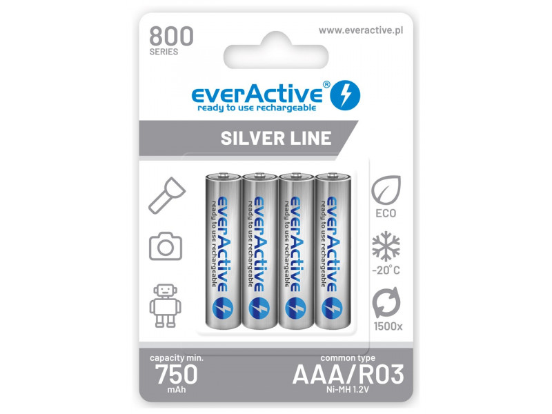 Rechargeable batteries everActive Ni-MH R03 AAA 800 mAh Silver Line Rechargeable batteries everActive Ni-MH R03 AAA 800 mAh Silver Line