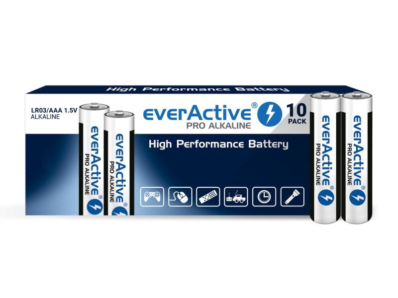 Alkaline batteries everActive Pro Alkaline LR03 AAA - shrink pack - 10 pieces LR0310PAK – everActive Батерии