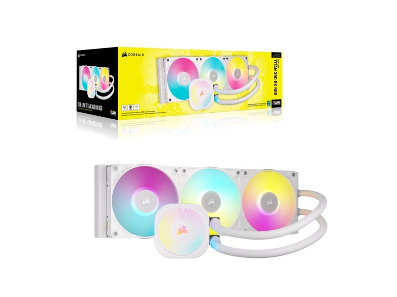 Corsair iCUE LINK TITAN RX RGB Processor All-in-one liquid cooler 12 cm White 1 pc(s) CW-9061021-WW – Corsair Охладители
