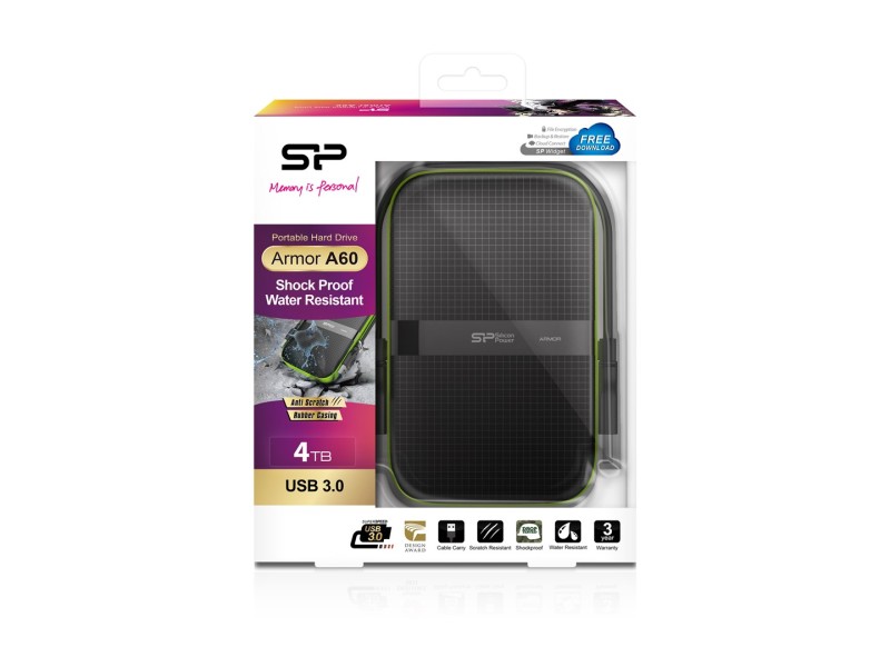 Silicon Power Armor A60 external hard drive 4000 GB Black,Green SP040TBPHDA60S3K – SILICON POWER Хард Дискове