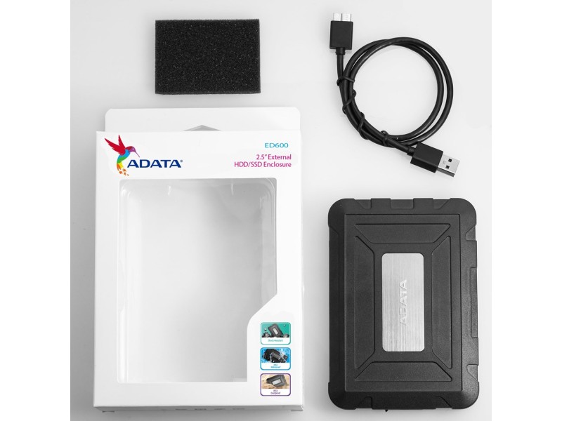 ADATA ED600 HDD/SSD enclosure Black 2.5 AED600-U31-CBK – ADATA Кутии за външен хард диск