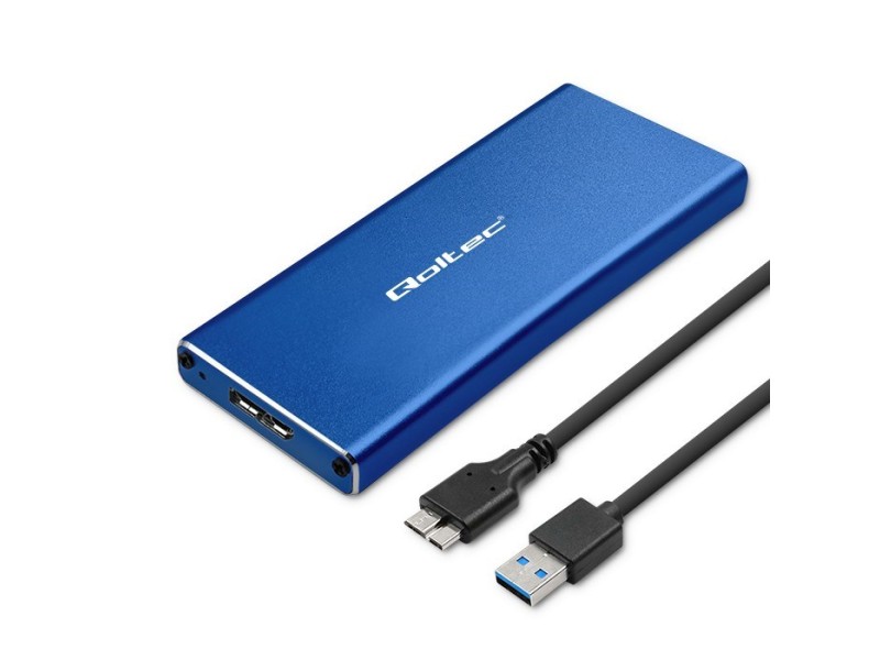 Qoltec 51832 Enclosure | M.2 SSD drive | SATA | NGFF| USB 3.0 | Super speed 5Gb/s | 2TB | Blue 51832 – Qoltec Кутии за външен хард диск