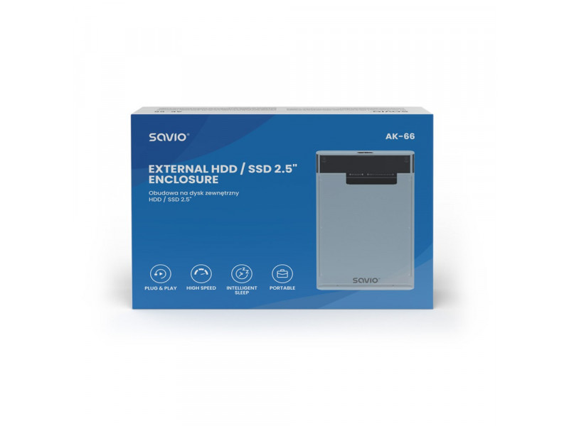 Savio 2.5" External HDD/SSD enclosure, USB 3.0, transparent, AK-66 Savio 2.5" External HDD/SSD enclosure, USB 3.0, transparent, AK-66