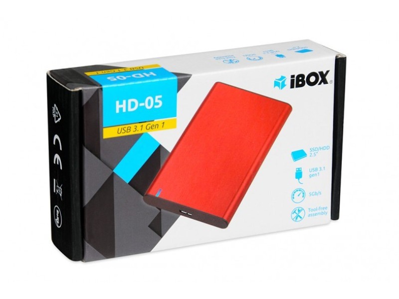 iBox HD-05 HDD/SSD enclosure Red 2.5 IEUHDD5R – IBOX Кутии за външен хард диск